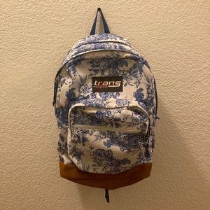 JANSPORT FLORAL BACKPACK LEATHER BOTTOM